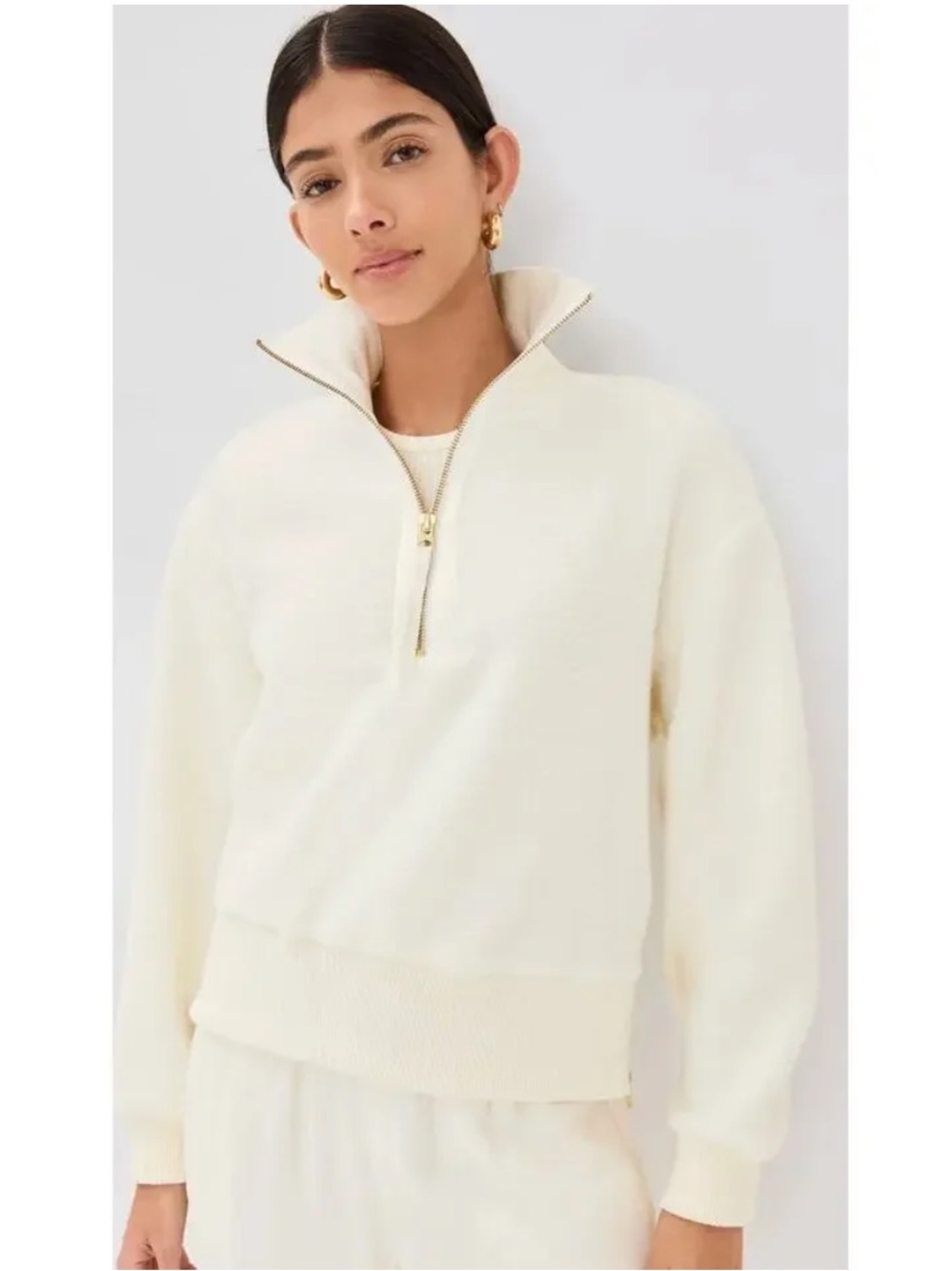 Varley Roselle Half-Zip Sweatshirt in White